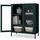 Jan Nowak Vitrinenschrank Wohnzimmer klein GINA 101,5 x 80 x 40 cm, DunkelGrünfarbig