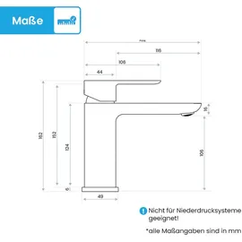 Bächlein Badarmatur Mizarela - chrom | Standard Badarmatur im klassischen Design - Wasserhahn für Bad-Aufsatz-Waschbecken