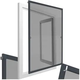 Tectake Fliegengitter mit Aluminiumrahmen 80 x 100 cm Grau