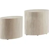 SalesFever Couchtisch »Almeria Beistelltisch«, (Set, 2 St., 2er Set), oval, in Travertinoptik