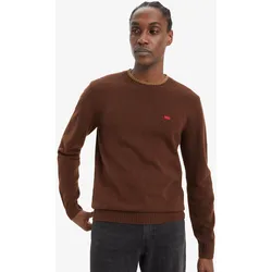 Wollpullover LEVI'S "ORIGINAL HM SWEATER", Herren, Gr. M, braun (fondue fudge), Strick, Obermaterial: 80% Wolle, 20% Polyamid, casual, Rundhals, Langarm, Pullover, in klassischer Rundhalsform