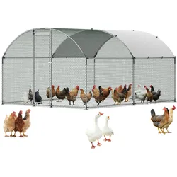 VEVOR Hühnerstall, 3x4x2 m, begehbarer Hühnerauslauf mit Abdeckung, Hühnerhaus mit Doppeldach & Sicherheitsschloss, Enten- & Kaninchenkäfig, Geflügelgehege für Hinterhof, Bauernhof, Hof