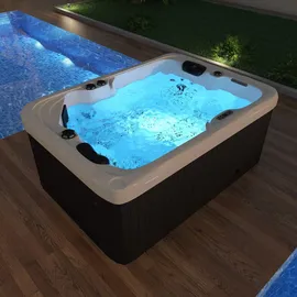 Tronitechnik TroniTechnik® Outdoor Whirlpool LEVANZO inkl. Heizung, Hydromassage, Bluetooth und Farblicht, 190x135cm 450 Liter