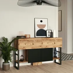 Dmora Konsolentisch Dmarfell, Ausziehbarer Mehrzwecktisch, Eingangskonsole, Regal mit Erweiterungen, 139x43h84 cm, Eiche