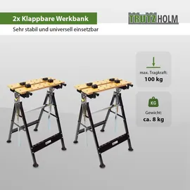 Trutzholm Spanntisch Holz 2er Set schwarz klappbar höhenverstellbar