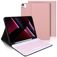 IVEOPPE Ipad air 5 Hülle mit Tastatur 2022, ipad Air Tastatur fur iPad Air 4 2020 10.9" /iPad 11 Pro 11", ipad pro 11 Tastatur Magnetisch Abnehmbarer QWERTZ Bluetooth Tastatur Schutzhülle, Rosa