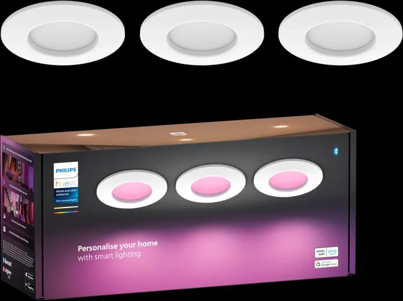 Philips Hue 8720169264731 LED Set von Spotleuchten Slim downlight | 8,3W integrierte LED-Quelle | 2200-6500+RGBK