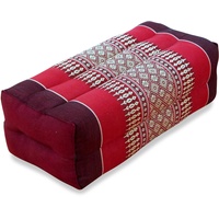 livasia Block Yogakissen eckig, Meditationskissen mit Kapok, Stützkissen Bolster rechteckig, Yoga Pilates Zubehör Nackenkissen, Thaikissen fest handgefertigt 17x34x12cm (Rubinrot)