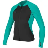 O';Neill Womens Reactor II Neoprenjacke mit 1,5 mm Frontreißverschluss und Neoprenanzug Schwarz Aqua - Easy Stretch Breathable