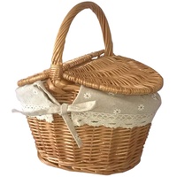 MAGELIYA Wicker Hamper Handgemachter Wicker Willow Woven Picknickkorb mit Griff Doppeldeckel