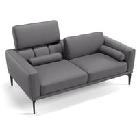 Sofanella 2-Sitzer Leder Salerno, Relaxsofa, Designsofa, Designer Couch, Italienisches Sofa, 2er Sofa grau