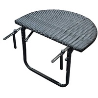 Gartenmoebel Balkonhängetisch 60x40cm, Metall + Polyrattan schwarz Balkon Tisch Hängetisch