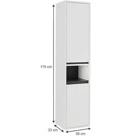 Vicco Viola Hochschrank 38 x 170 cm Weiß/Grau Holz