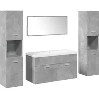 VidaXL Badmöbel-Set Betongrau 5-tlg. Holzwerkstoff