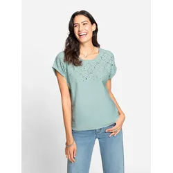 Rundhalsshirt INSPIRATIONEN "Shirt", Damen, Gr. 48, grün (kalkmint), 100% Baumwolle, unifarben, Rundhals, Kurzarm, Shirts