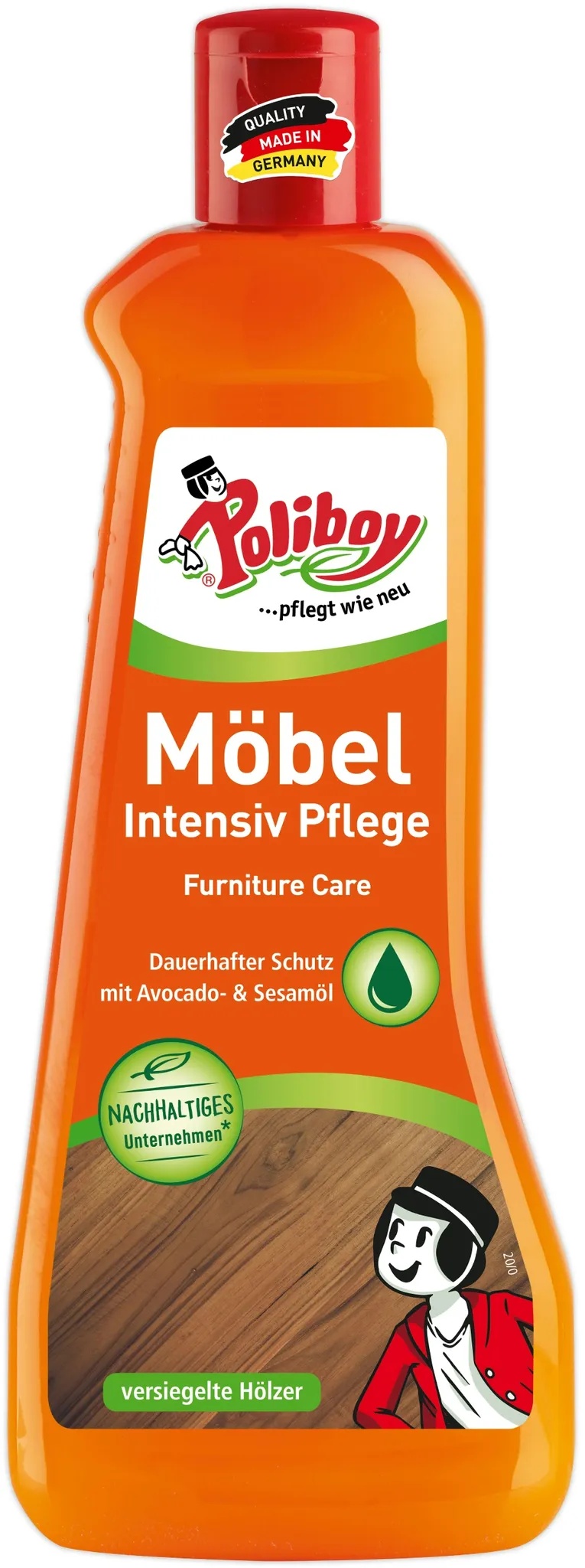 Poliboy Möbel Intensiv Pflege - zur Reinigung, Pflege und Schutz von Möbeloberflächen aller Art - 500 ml - Made in Germany