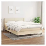 vidaXL Boxspringbett mit Matratze Creme 140x200 cm Stoff