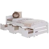Ticaa Bettgestell Stauraumbett Seniorenbett „Loni“, Funktionsbett weiß