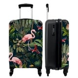 NoBoringSuitcases.com® Koffer Handgepäck Trolley Rollkoffer Kleine Reisekoffer mit 4 Rollen - Jungtiere - Muster - Kinder - Flamingo - Papagei - Kinder - 55x35x20cm - Fotokoffer - Boardgepäck