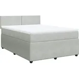 vidaXL Boxspringbett mit Matratze Hellgrau 140x200 cm Samt