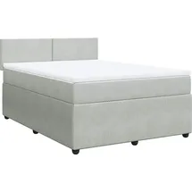 vidaXL Boxspringbett mit Matratze Hellgrau 140x200 cm Samt
