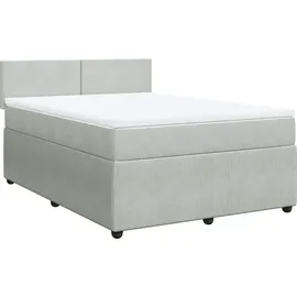 vidaXL Boxspringbett mit Matratze Hellgrau 140x200 cm Samt