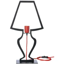 Große Silhouette-Tischlampe 30x54 cm aus stilisiertem Eisen. Modernes, traumhaftes Design. E27-Anschluss. Hergestellt in Italien. Schwarz