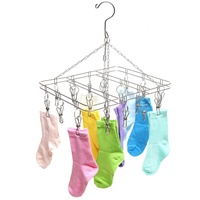 Edelstahl Sockentrockner Wäscheständer Drehhaken, Winddicht, Kleiderbügel für Socken, Unterwäsche, BHS, Babykleidung, Handschuhe (20 Wäschekl...