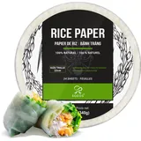 Soeos Reispapier, White Rice Paper Wrappers, 1 Pack, 34 Sheets-Fresh Spring Roll Wrapper & Knödel, Non-GMO, Gluten-Free, Low Carb, Vietnamesische Reis-Wraps (Runde, 22cm)