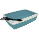 les tendances Katzentoilette mit Rand und Schaufel 54 cm Blau/Mehrfarbig