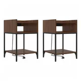 vidaXL Nachttisch mit Regal 2 pcs Braune Eiche 40 x 40 x 61 cm Holzwerkstoff