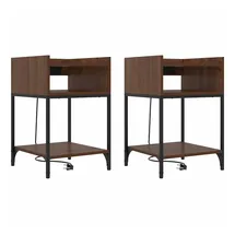 vidaXL Nachttisch mit Regal 2 pcs Braune Eiche 40 x 40 x 61 cm Holzwerkstoff