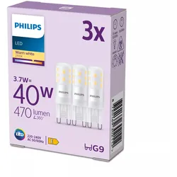Signify Philips Brenner 40 W G9 G9 x3, 3,7 W, 40 W, G9, 470 lm, 15000 h, Warmwei