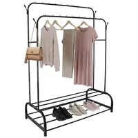 Relaxdays Kleiderständer 2 Stangen und 2 Ablagen Schwarz