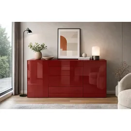 Mäusbacher Kommode 179 x 89 x 42 cm Bordeauxrot / Glas