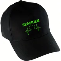Multifanshop Baseballcap - Brasilien - Herzschlag - Druck gelb