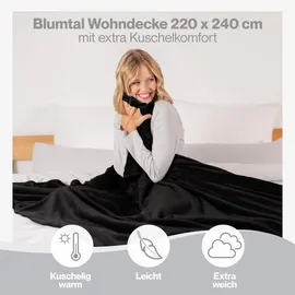 Blumtal Kuscheldecke 220 x 240 cm Schwarz