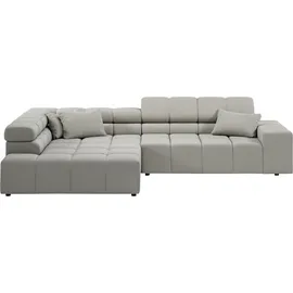 INOSIGN Ecksofa »Ancona incl. Kopfteilverstellung, Breite 319cm, L-Form«, wahlweise motorische Sitztiefenverstellung, auch in Cord + Easy Care, grau