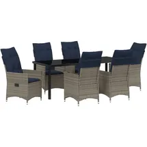 vidaXL Garten Esstisch Set 7-tlg. Grau