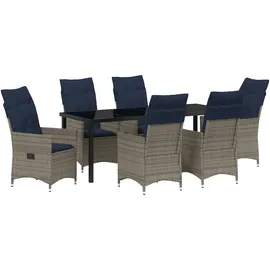 vidaXL Garten Esstisch Set 7-tlg. Grau