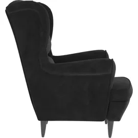 vidaXL Ohrensessel mit Hocker Samt 64 x 96 x 90 cm Schwarz