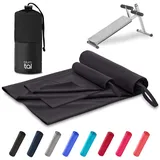 Blumtal Fitness Handtuch im 2er Set - Microfaser Sporthandtuch Fitnessstudio 180x90 cm + Mikrofaser Handtuch 80x40 cm - Microfaser Handtuch groß & klein - Gym Handtuch - Handtuch Mikrofaser - Schwarz