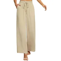 FASHION YOU WANT Damen Hosen Weite Lose Gerade Geschnitten Palazzo Hose Hohe Taille Dehnbar Lounge Elegante Hose mit Taschen (DE/NL/SE/PL, Numerisch, 48, 50, Regular, Regular, beige) - 48-50