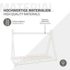 ML-Design Kinderbett Tipi 90 x 200 cm Kiefer massiv weiß