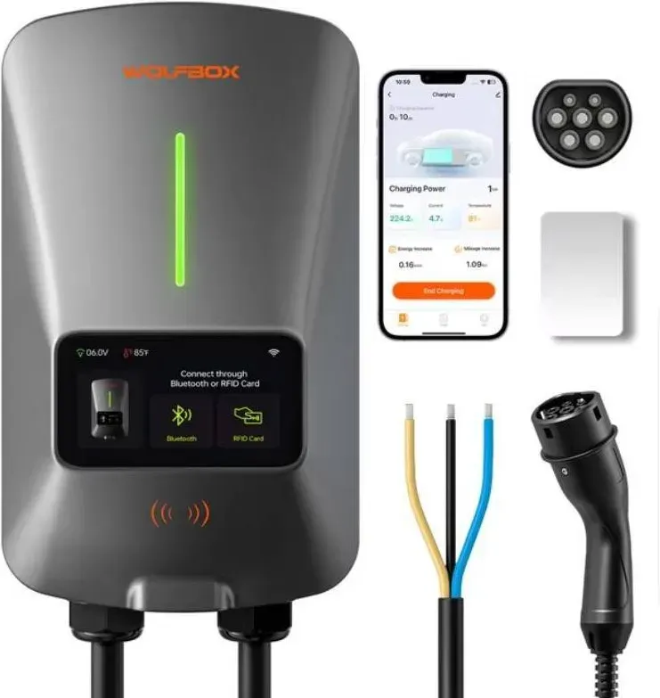 WOLFBOX AC07 Elektrofahrzeug-Ladestation Typ 2, 7 kW, 32 A, 1-phasig, Wandladegerät mit LCD-Display, App-Steuerung, RFID-Karte