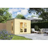 Lasita Maja Gartenhaus P 285 Gr. 1 naturbelassen 300 cm (Aufstellmaße), moderne Eckverbindung - braun
