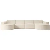 altdecor Ecksofa in U-Form Corner Sofa Bett Eckcouch Couch L-Form Wohnlandschaft Cauchsofa MARI-U2-384x165x78 cm Beige