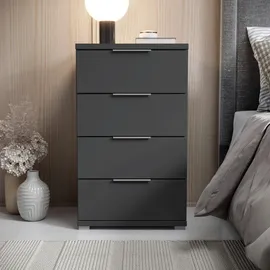 SchlafKONTOR Boxxx Nachtschrank, Graphit, Kunststoff, 4 Schubladen, 46x79x42 cm, Schlafzimmer, Nachttische