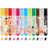 Legami Filzstifte Teddy Friends, - Set mit 12 Filzstiften, 12 sortierte Farben, waschbar und ungiftig, nicht eindringende Spitze, feine und breite Striche, für Kinder und Mädchen, wiederverwendbare Verpackung