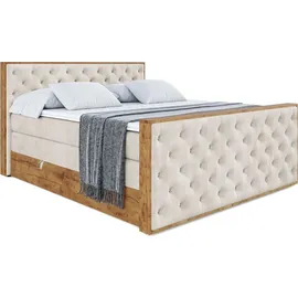 altdecor Boxspringbett 180 x 200 cm H3 Beige/Weiß